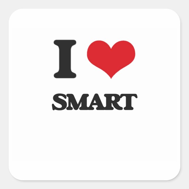 I Liebe Smart Quadratischer Aufkleber (Vorderseite)