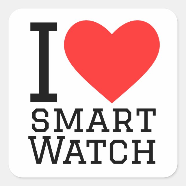 I Liebe smart watch Quadratischer Aufkleber (Vorderseite)