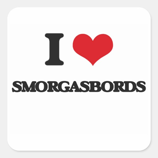I Liebe Smorgasbords Quadratischer Aufkleber (Vorderseite)