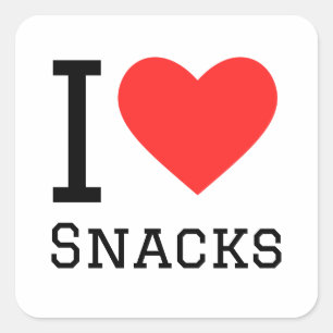 I Liebe Snacks Quadratischer Aufkleber
