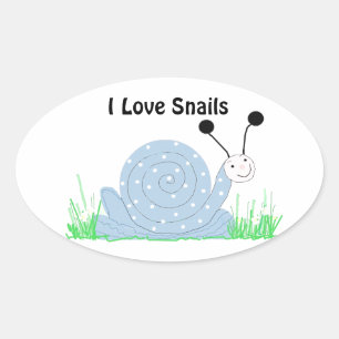 I Liebe Snails Ovaler Aufkleber