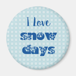 I Liebe Snow Days Modern Blue Snowflake Magnet