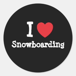 I Liebe Snowboarden Herz Brauch personalisiert Runder Aufkleber