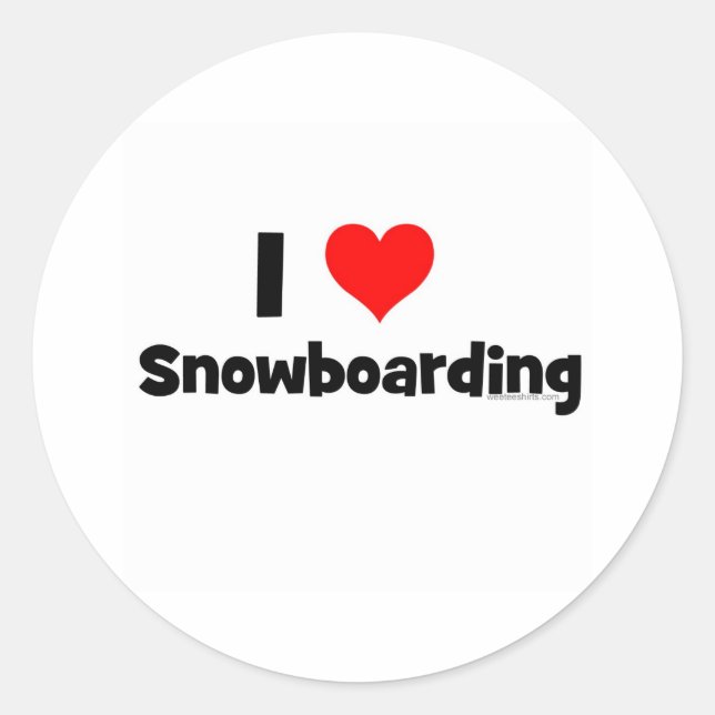 I Liebe Snowboarden Runder Aufkleber (Vorderseite)