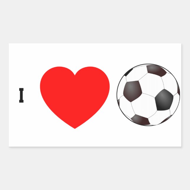 I LIEBE SOCCER RECHTECKIGER AUFKLEBER (Vorderseite)