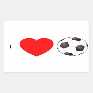 I LIEBE SOCCER RECHTECKIGER AUFKLEBER