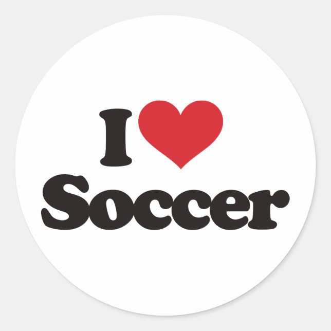 I Liebe Soccer Runder Aufkleber (Vorderseite)