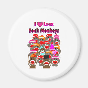 "I LIEBE SOCK MONKEYS" Geschenke Magnet