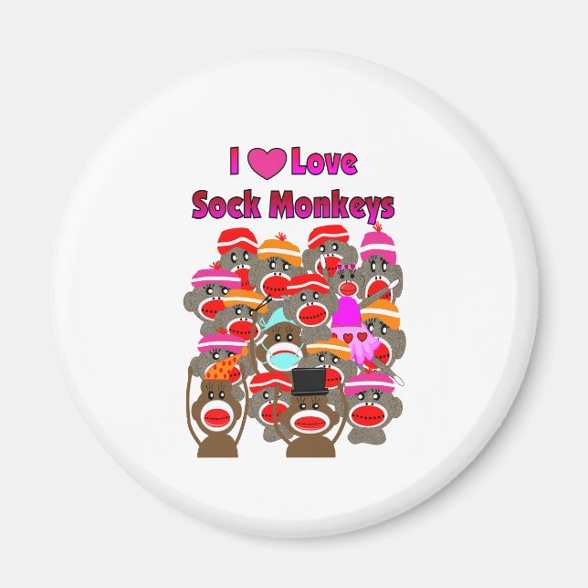 "I LIEBE SOCK MONKEYS" Geschenke Magnet (Vorne)