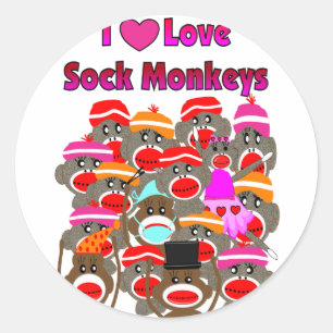 "I LIEBE SOCK MONKEYS" Geschenke Runder Aufkleber