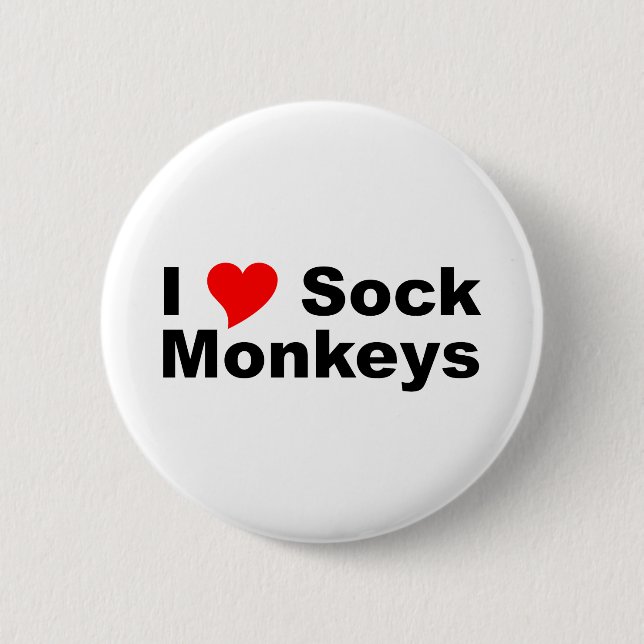 I Liebe-Socken-Affen Button (Vorderseite)