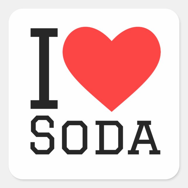 I Liebe Soda Quadratischer Aufkleber (Vorderseite)