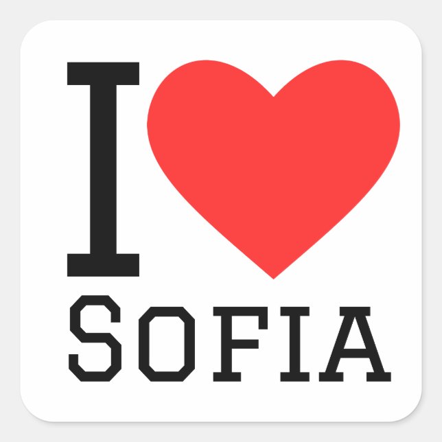 I Liebe Sofia Quadratischer Aufkleber (Vorderseite)