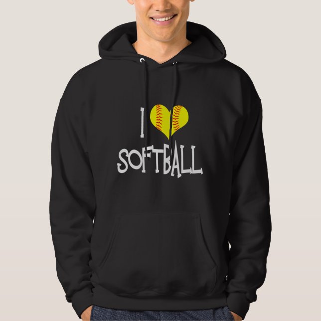 I Liebe Softball Hoodie (Vorderseite)