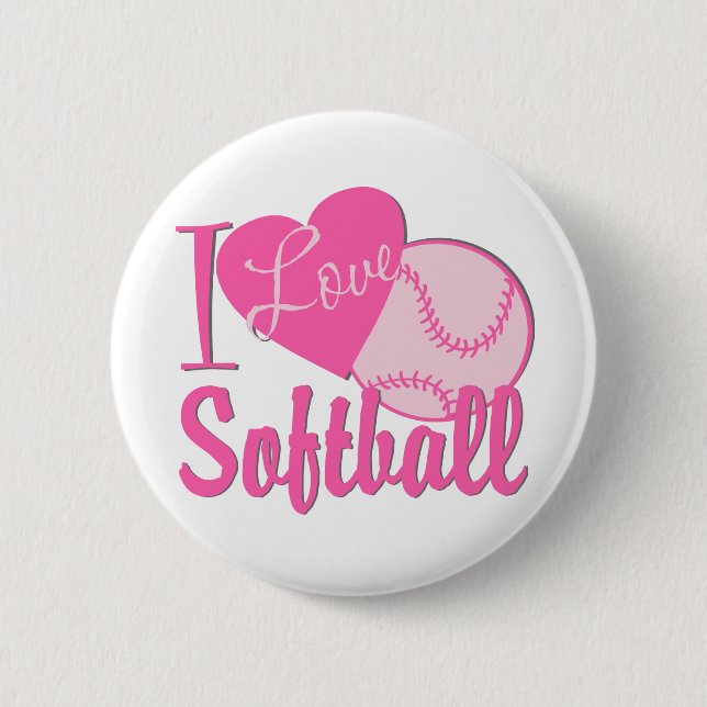 I Liebe Softball Pink Button (Vorderseite)