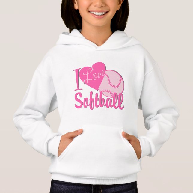 I Liebe Softball Pink Hoodie (Vorderseite)
