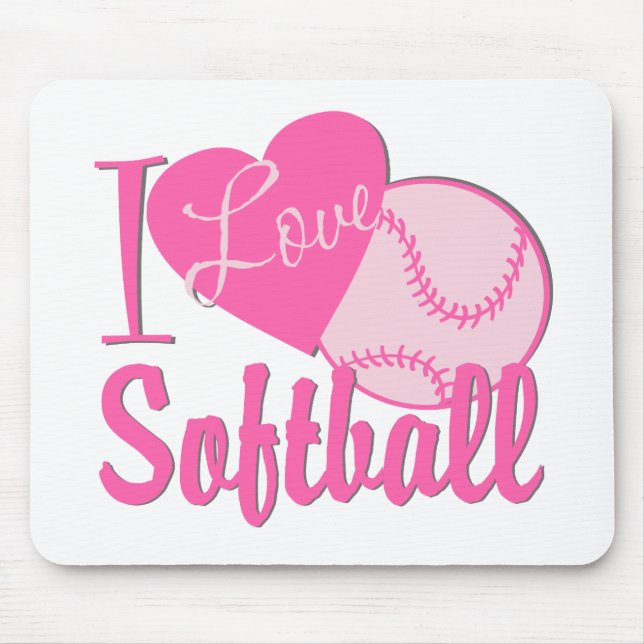 I Liebe Softball Pink Mousepad (Vorne)
