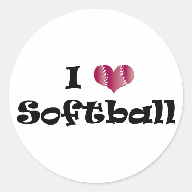 I Liebe Softball Runder Aufkleber (Vorderseite)