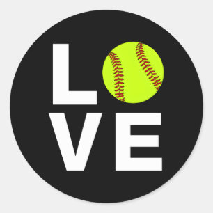 I Liebe Softball Runder Aufkleber