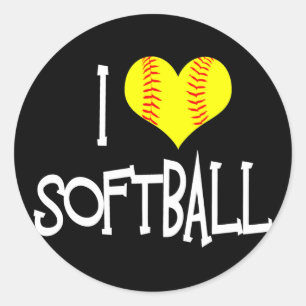 I Liebe Softball Runder Aufkleber