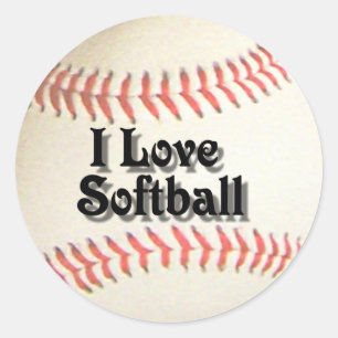 I LIEBE SOFTBALL-STICKER RUNDER AUFKLEBER
