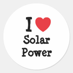 I Liebe Solar Power Brust personalisiert Runder Aufkleber