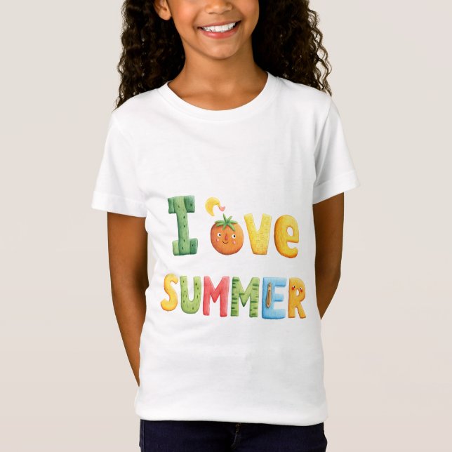 I Liebe Sommertext T-Shirt (Vorderseite)