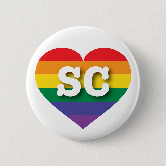 I Liebe South Carolina Gay Pride Rainbow Heart Button (Vorderseite)