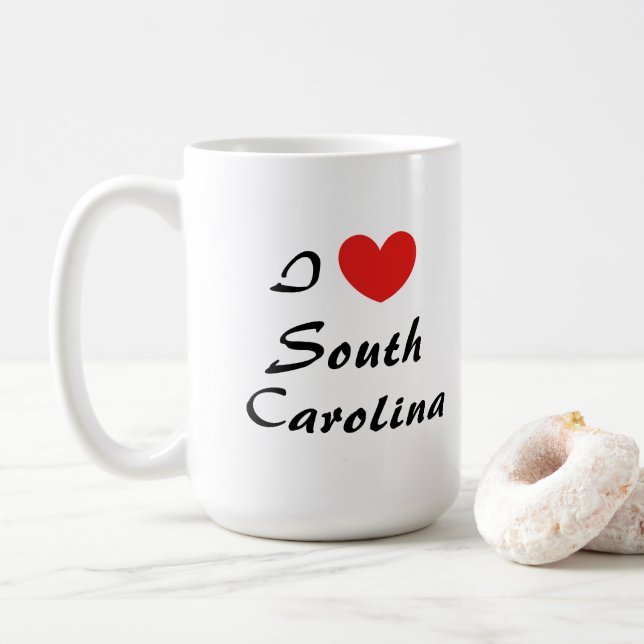 I Liebe South Carolina Herz Typografie Kaffeezuber Kaffeetasse (Mit Donut)