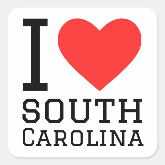 I Liebe South Carolina Quadratischer Aufkleber (Vorderseite)