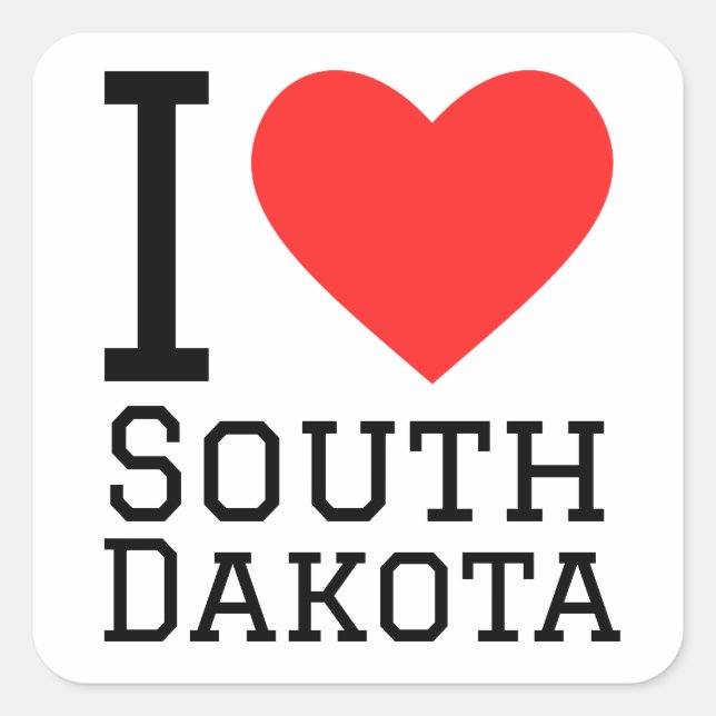 I Liebe South Dakota Quadratischer Aufkleber (Vorderseite)
