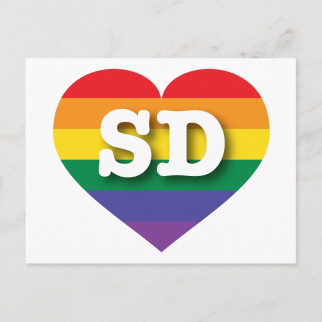 I Liebe South Dakota Rainbow Heart Postkarte (Vorderseite)