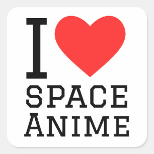 I Liebe Space Animation Quadratischer Aufkleber