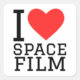 I Liebe Space Film Quadratischer Aufkleber