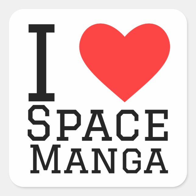 I Liebe Space Manga Quadratischer Aufkleber (Vorderseite)
