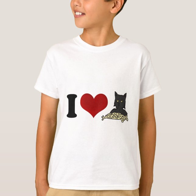 I Liebe-Spaghetti-Katze T-Shirt (Vorderseite)