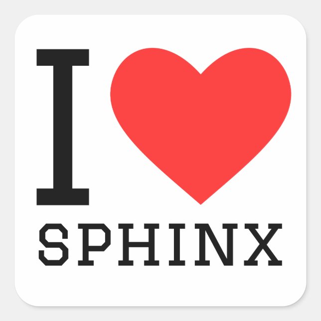 I Liebe Sphinx Quadratischer Aufkleber (Vorderseite)