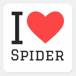 I Liebe Spinne Quadratischer Aufkleber