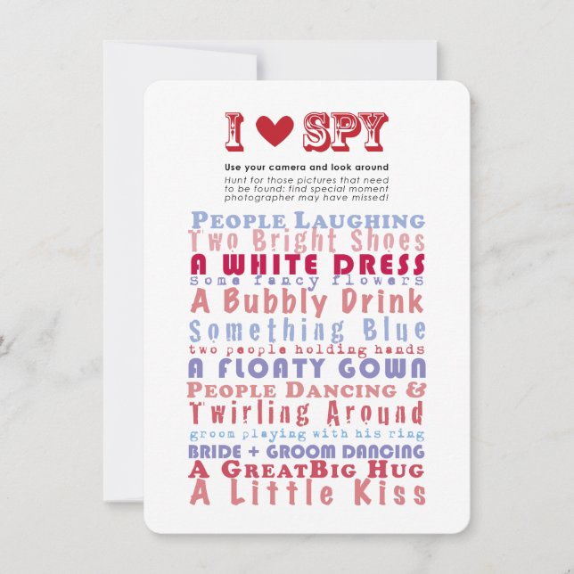 I Liebe Spion Foto Hunt Game Einladung (Vorderseite)