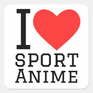 I Liebe Sport Animation Quadratischer Aufkleber