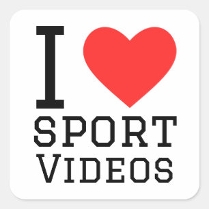I Liebe Sport Video Quadratischer Aufkleber