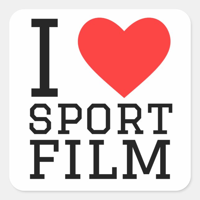 I Liebe Sportfilm Quadratischer Aufkleber (Vorderseite)