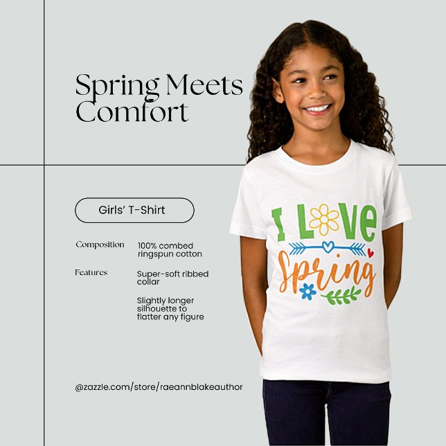 "I Liebe Spring" Girls' Fine Jersey T - Shirt (Von Creator hochgeladen)