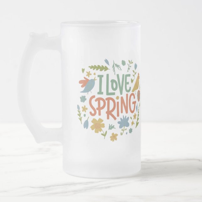 I Liebe Spring Mattglas Bierglas (Links)