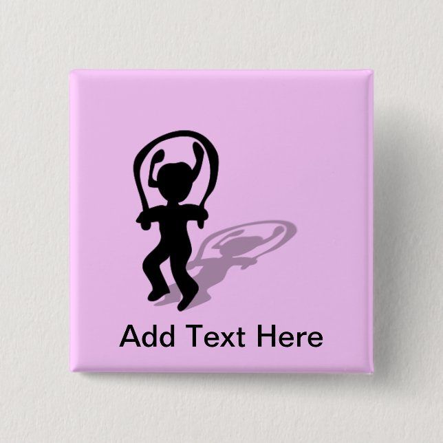 I Liebe-springendes Seil-Silhouette-Mädchen Button (Vorderseite)