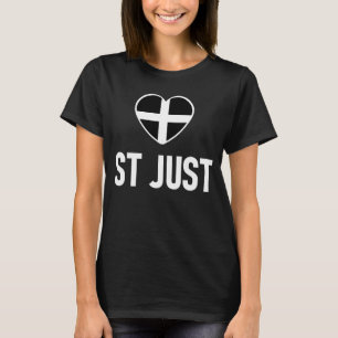 I Liebe St Just Cornwall Flag Herz Saint Piran Cor T-Shirt