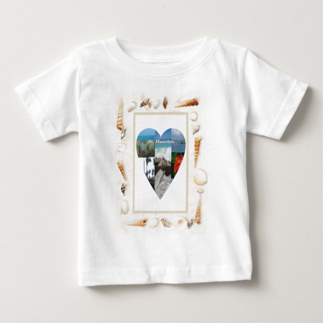 I Liebe St. Maarten Muscheln Herz -.Celeste Sheffe Baby T-shirt (Vorderseite)
