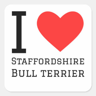 I Liebe Stafforshire Bull Terrier Quadratischer Aufkleber