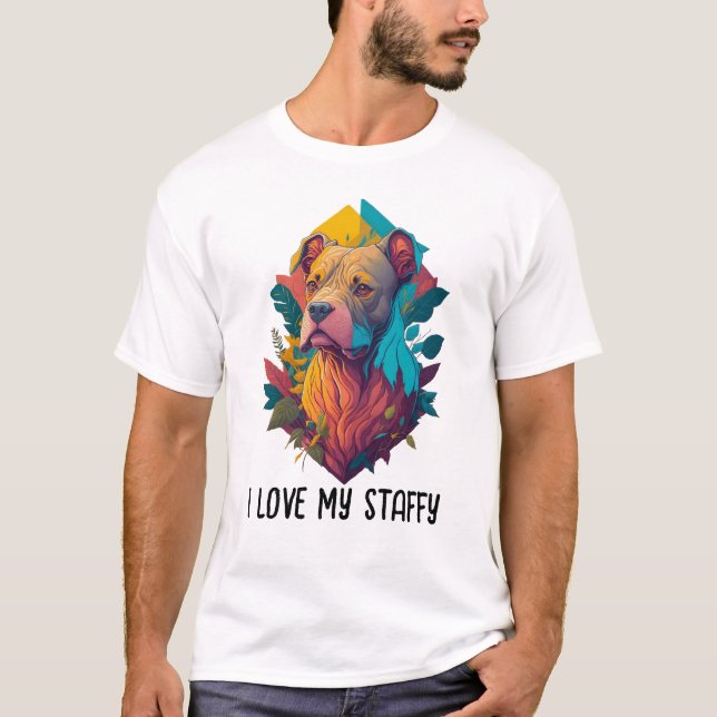 I Liebe Staffy - Staffordshire Bull Terrier Lover T-Shirt (Vorderseite)