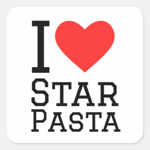 I Liebe Star Pasta Quadratischer Aufkleber